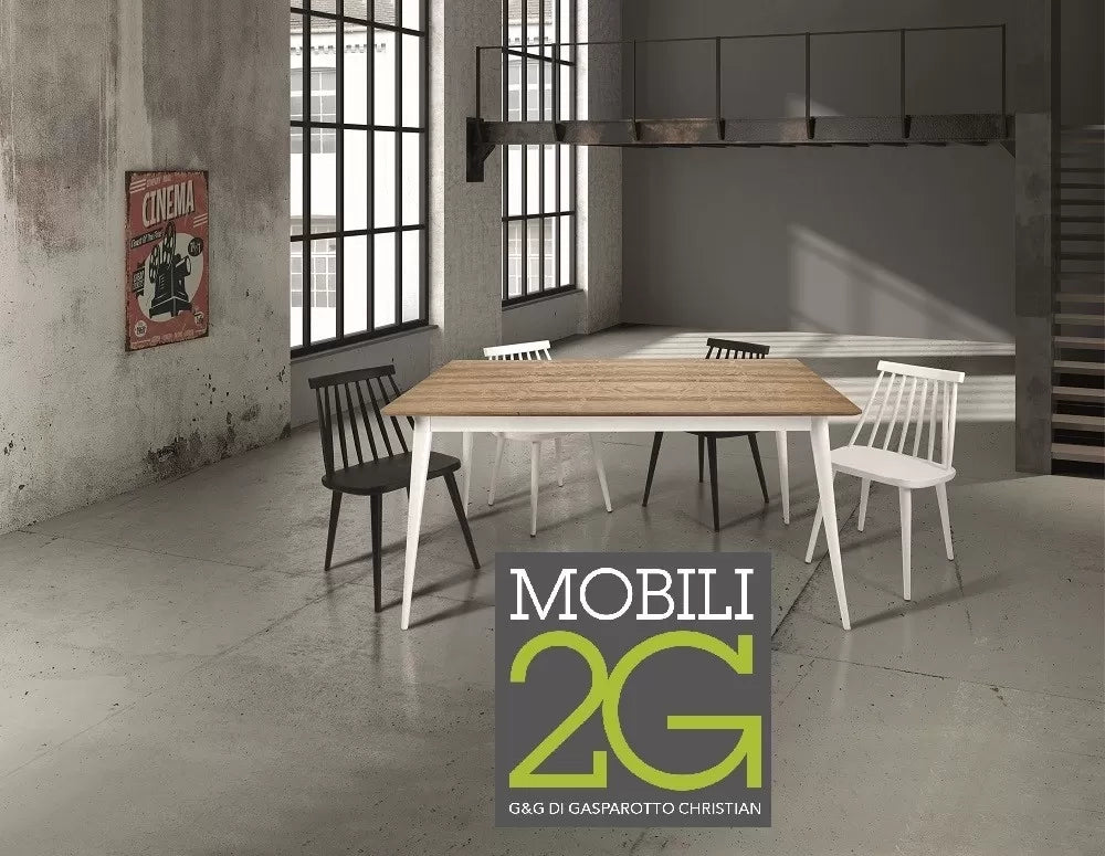 Tavolo allungabile in abete spazzolato naturale/laccato 140x85 (823) - Mobili 2G