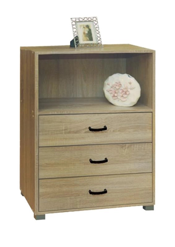 CASSETTIERA IN LEGNO CON TRE CASSETTI E RIPIANO COLORE ROVERE DIMENSIONI 60X40X101 CM