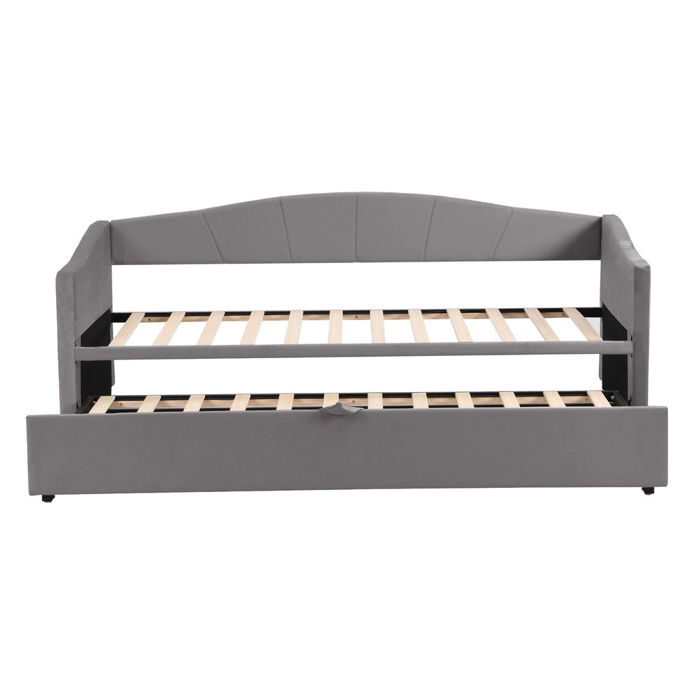 Letto Estraibile Multifunzione in Velluto ¨C MINIMAL ¨C Grigio, 90x200/180x200