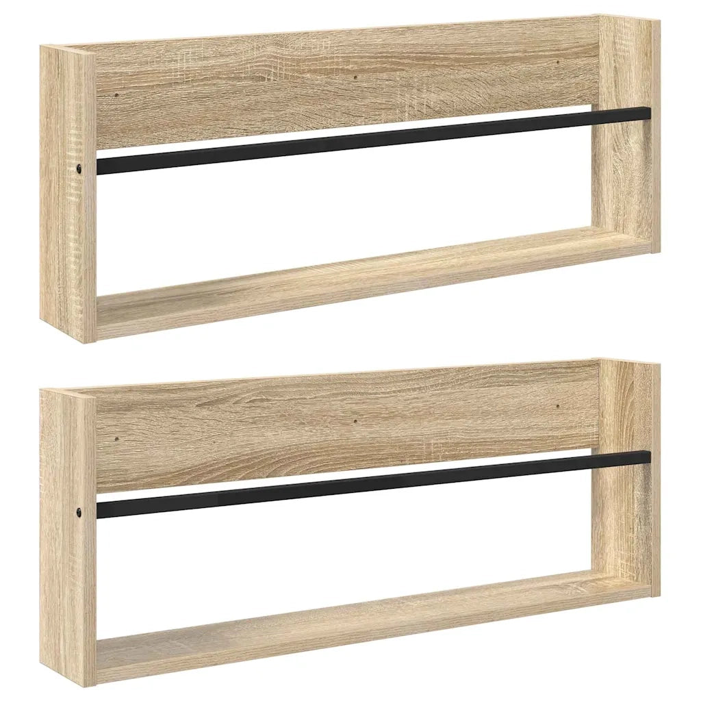 Scaffale per riviste 2 pcs Rovere Sonoma 80 x 12 x 30 cm