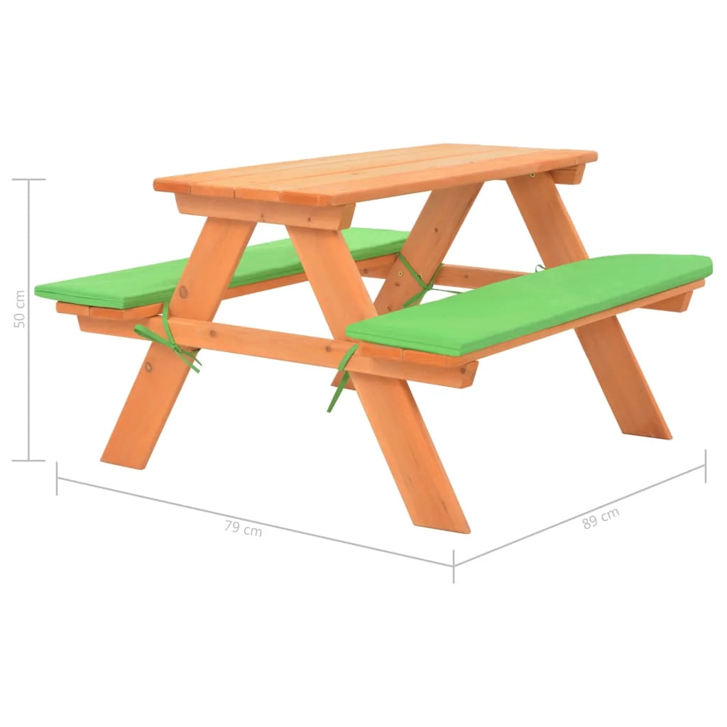 Tavolo da picnic per bambini con panche 89 x 79 x 50 cm legno di abete 02_0018690
