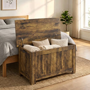 BAULE Contenitore con Coperchio 81x40x46 cm MDF Marrone Rustico