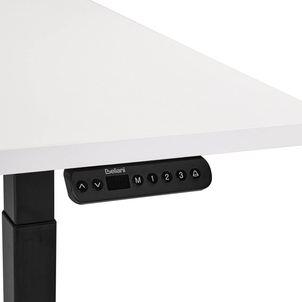 Scrivania regolabile in altezza elettricamente bianco e nero 160 x 72 cm Struttura in acciaio verniciato a polvere