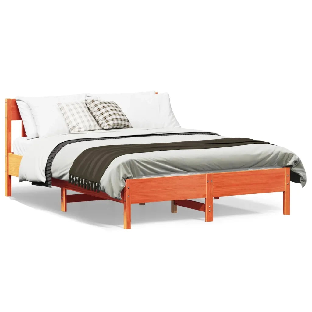Letto senza Materasso Marrone Cera 135x190 cm in Legno di Pino 842669