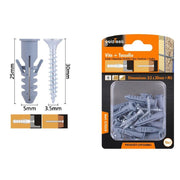 Trade Shop - Set 18 Pz Viti Vite Croce 3.5x30mm+tasselli Con Alette Tassello M5 Fischer 57559 -