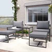 Set di mobili da giardino in acciaio per 2 persone, resistente alle intemperie, set da balcone con 2 poltrone, cuscini, tavolino