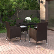 Set da Pranzo per Giardino 5 pz con Cuscini Polyrattan e Vetro cod mxl 38808