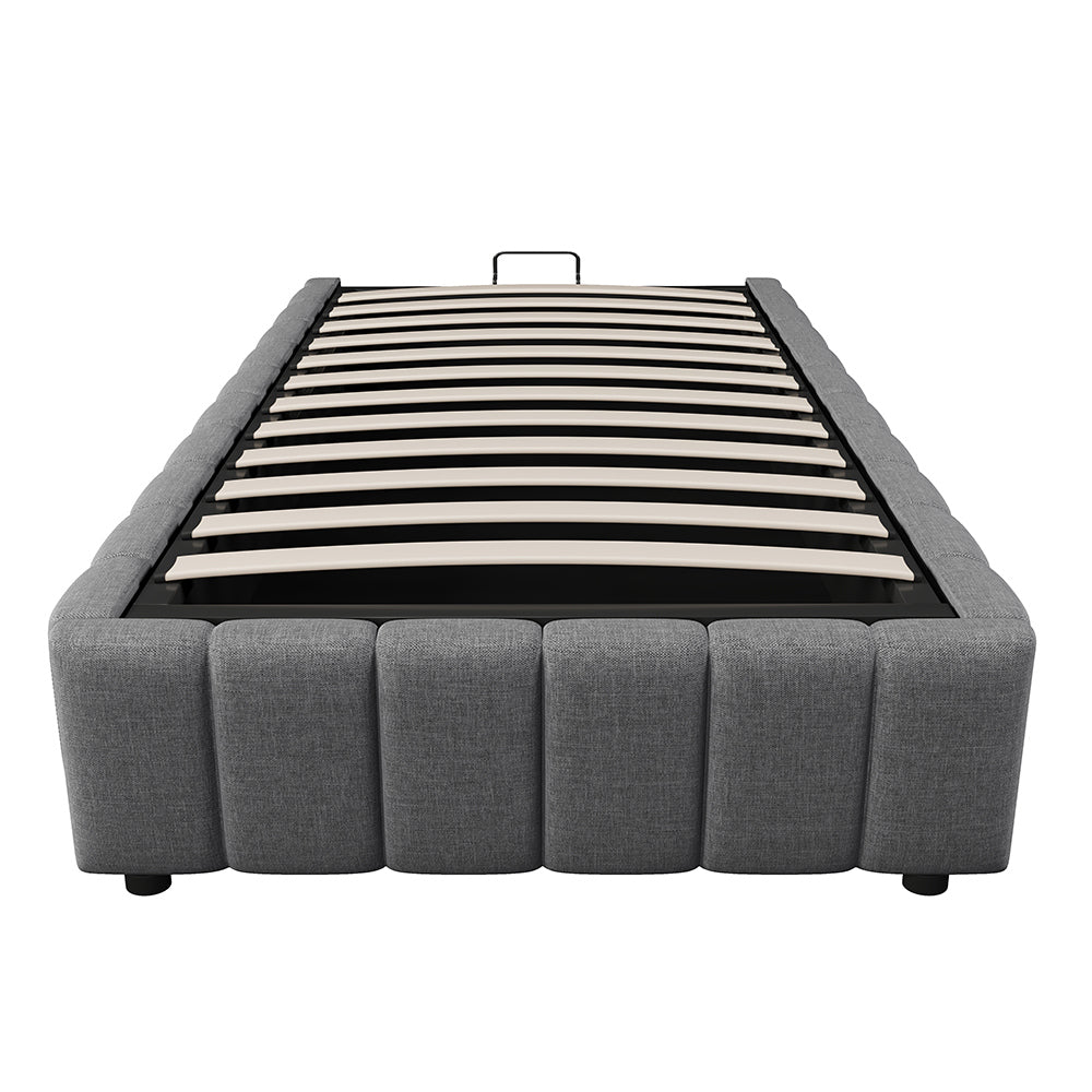Letto singolo-Xylo-90x200 cm-idraulico, senza testiera, grigio