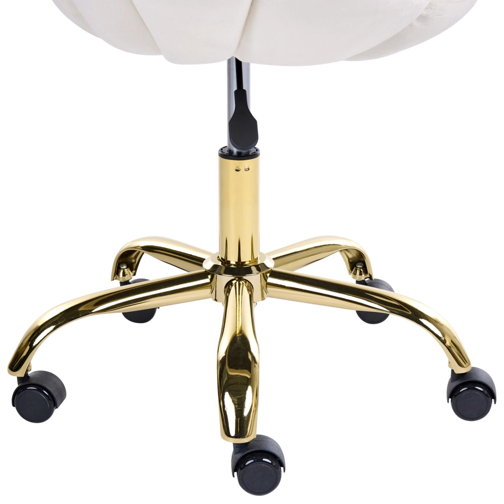 Sedia girevole da ufficio in velluto bianco sporco con base a stella altezza regolabile design moderno per l'ufficio domestico