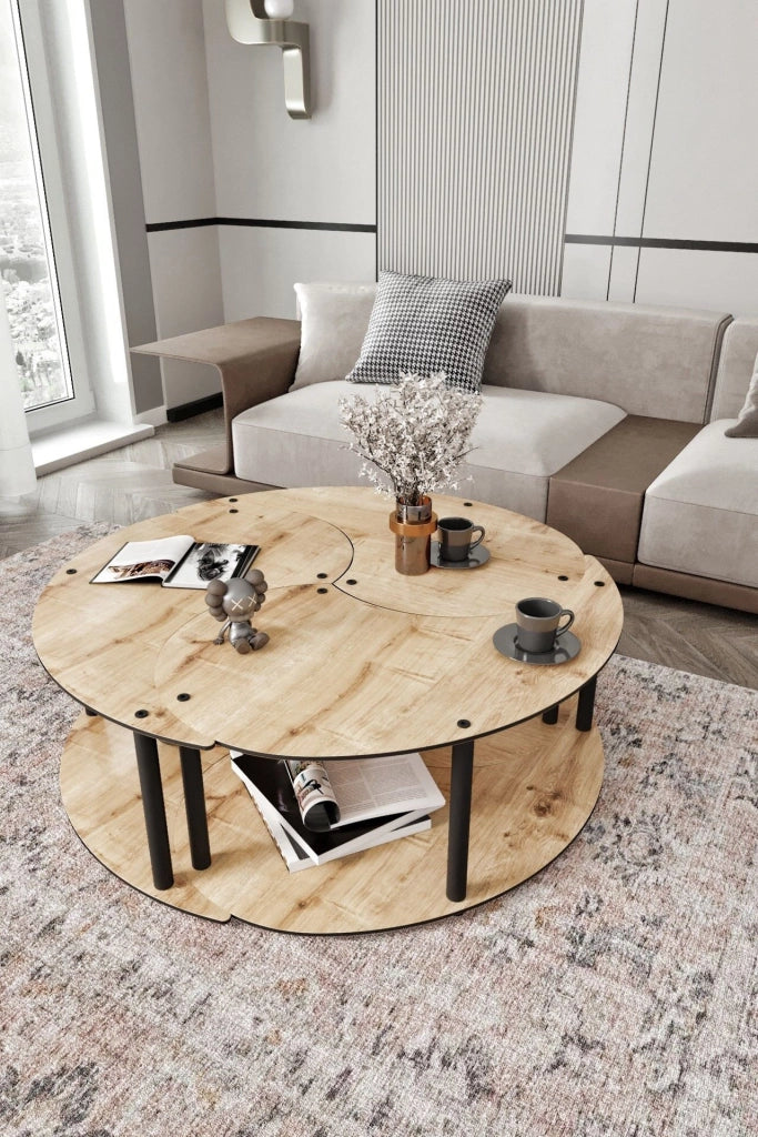 Set di tavolini in legno "Yin" 70 x 70 x 38 cm - Rovere