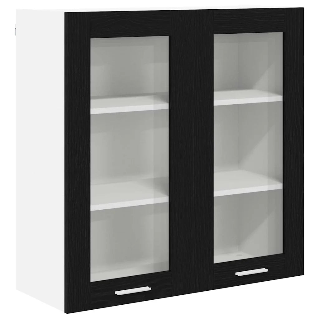 Mobile contenitore moderno a parete 80 x 31 x 80 cm in legno composito di rovere nero 02_0053362