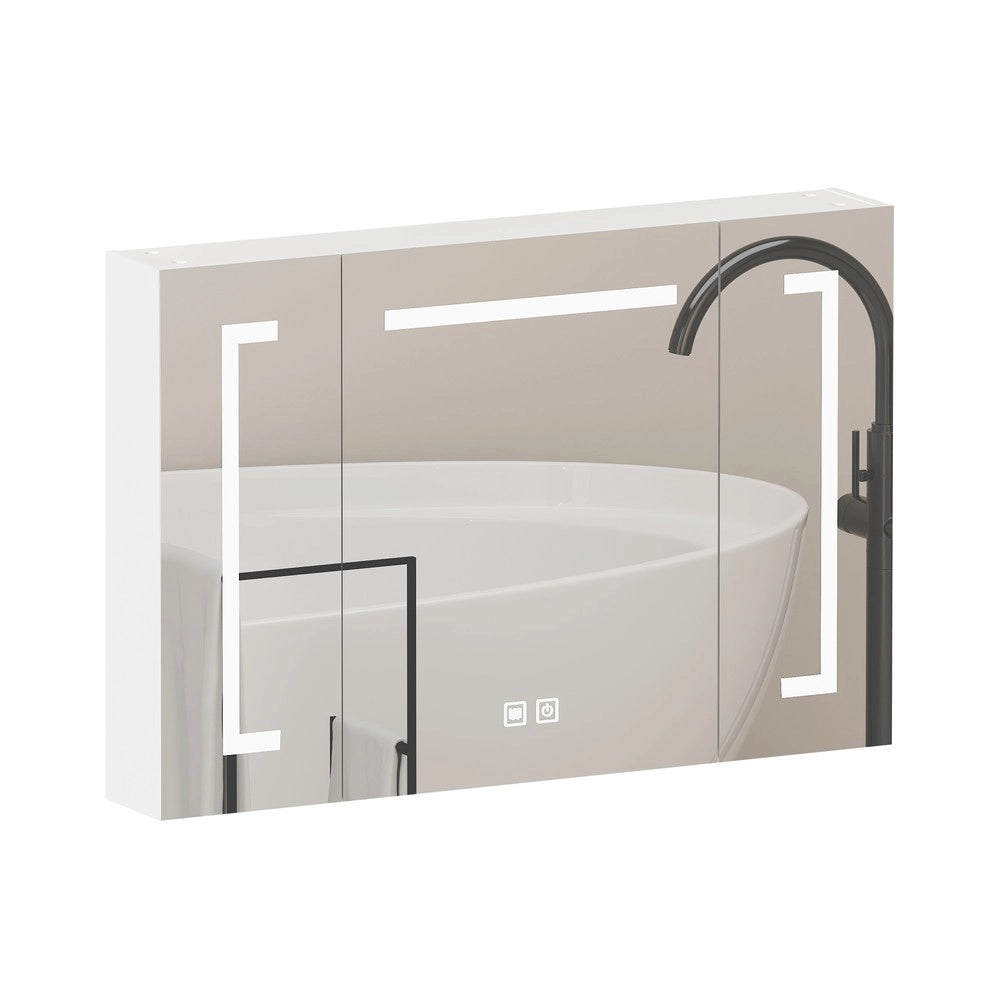 Armadietto Specchio con LED ¨C Xylo ¨C Bagno, Bianco, 90 cm