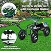 Sgabello per Giardinaggio con Ruote, Sedile da Giardino Regolabile in Altezza con Manico Estensibile, Cesto Portaoggetti, 2 Vassoi e 4 Ruote in Gomma (96,5 x 48,5 x 45,5-54,5 cm)