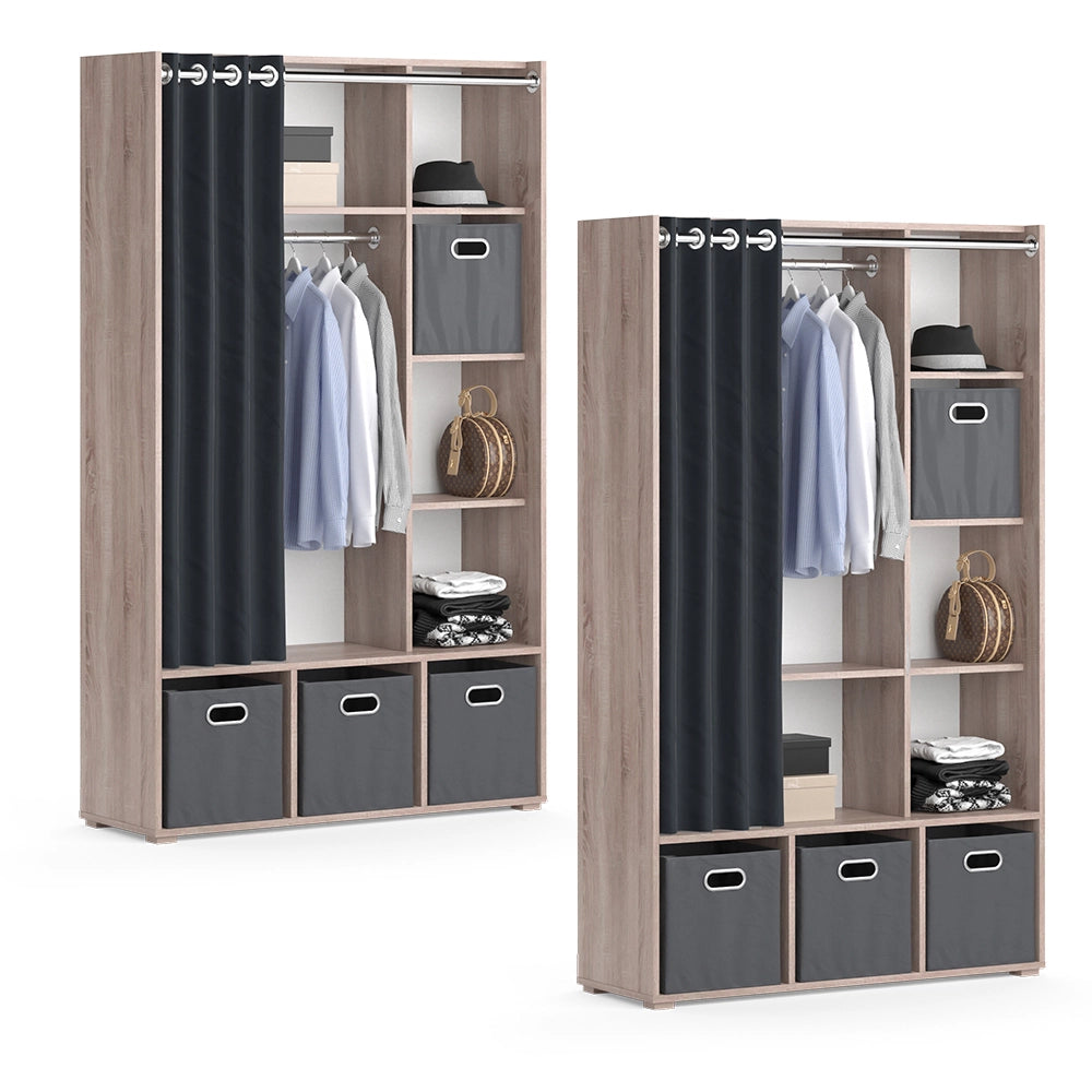 Vicco Armadio multifunzione Sonoma 38 x 178.1 cm Con cassetti pieghevoli (grigio)