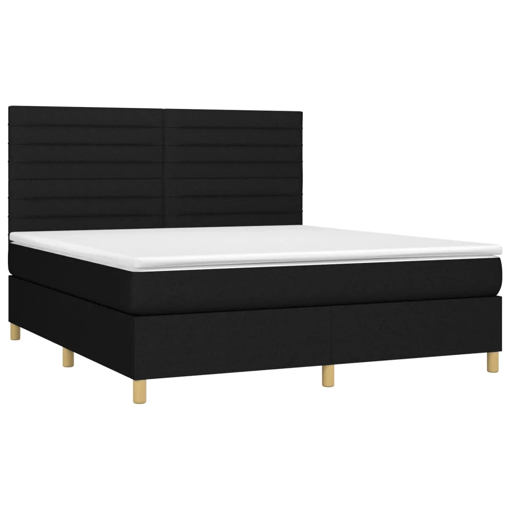 Letto a Molle con Materasso e LED Nero 160x200 cm in Tessuto 3135527