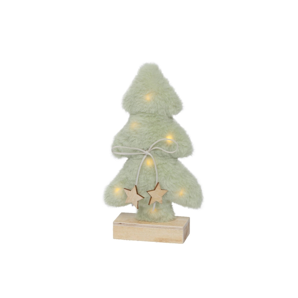 Albero Lgn effetti neve verde c/LED 5x14x24,5cm