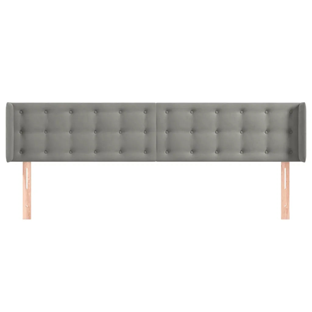 Testiera ad Orecchio-Testata con Orecchie Grigio Chiaro 163x16x78/88 cm in Velluto 280478