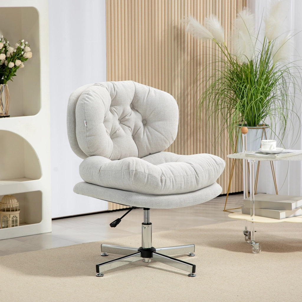 Sedia da ufficio senza braccioli ¨C zephmum ¨C imbottita, altezza regolabile, crema