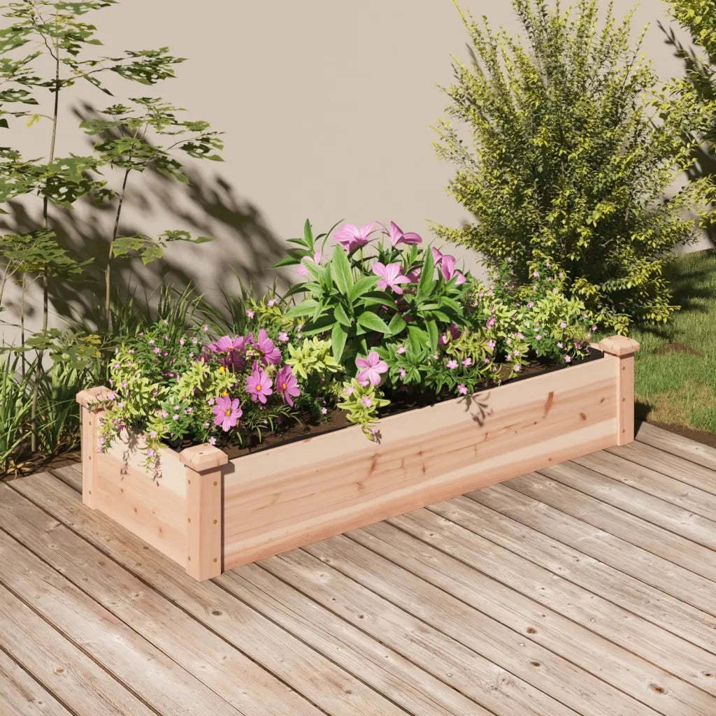 Fioriera Rialzata da Giardino-Vaso da Esterno-Fioriera Elevata Fodera 120x45x25cm Massello Abete