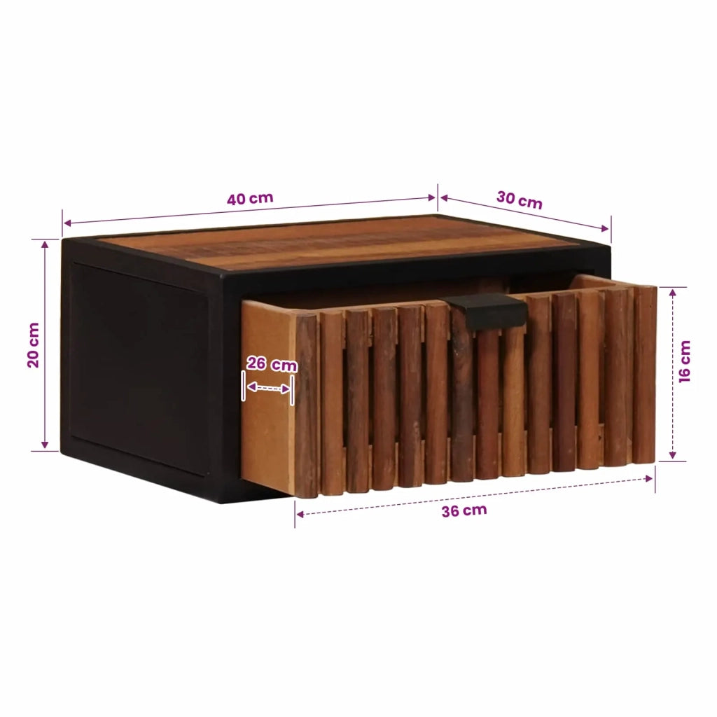 Comodino a muro fatto a mano Naturale 40 x 30 x 20 cm 42020088
