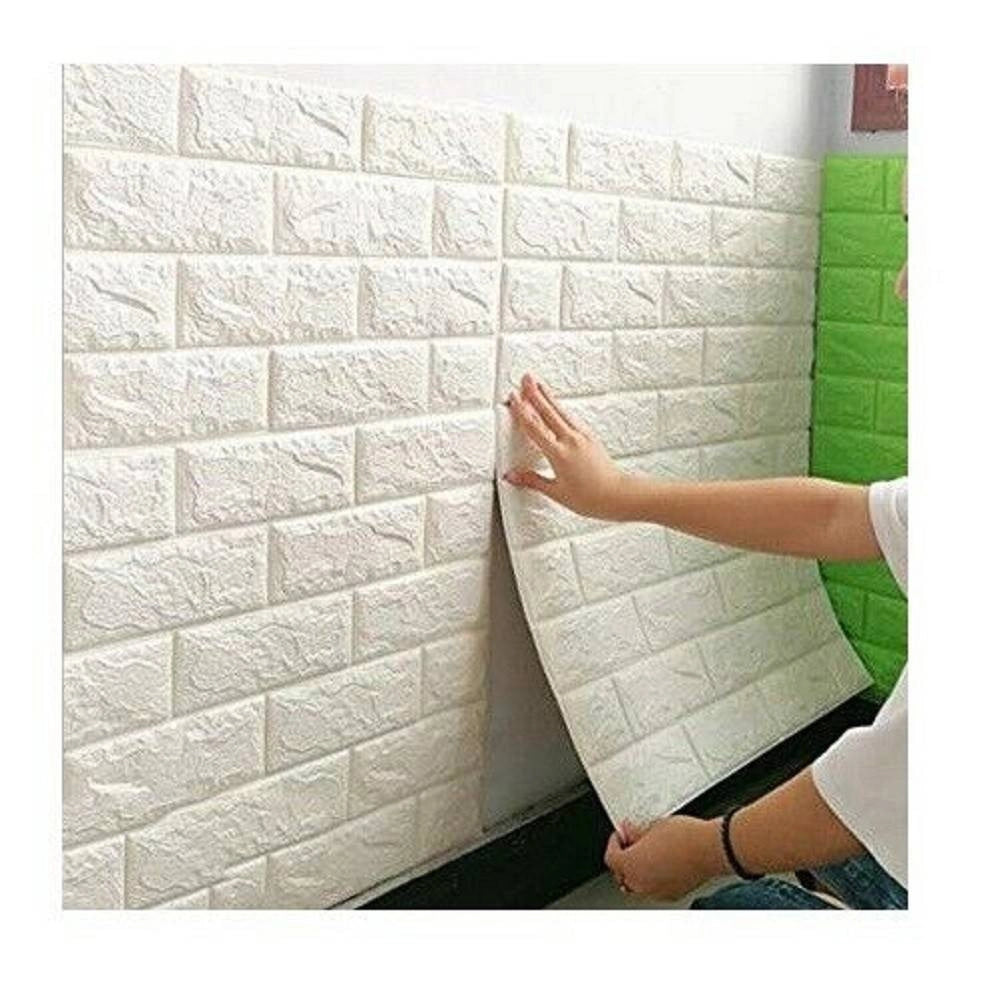 Trade Shop - Set 2 Pannelli Muro 3d Adesivo Parete Piastrelle Mattonelle Bianco Pannello 62684 -