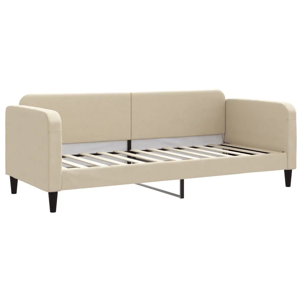 Divano Letto con Letto Estraibile Crema 80x200 cm Tessuto