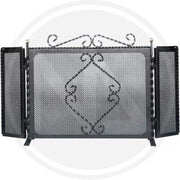 PARASCINTILLE IN FERRO BATTUTO TRECCIA CM.95X50H CAMINO CAMINETTO