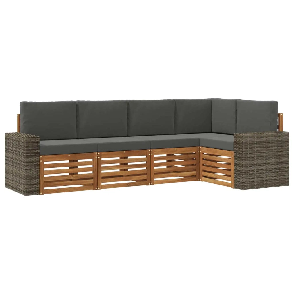 Set di divani da esterno 5 pz Naturale e Antracite Poliestere 3384368