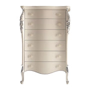 Cassettiera classica sagomata 6 cassetti in legno bianco argento l.86 p.47 h.132 - Mobili 2G