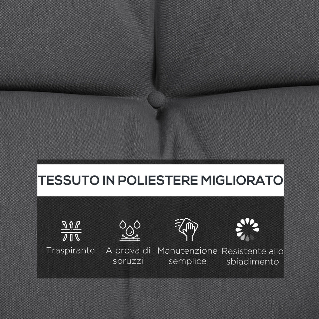 Set 4 Cuscini da Giardino per Schienale e Seduta con Imbottitura in Poliestere Grigio Carbone