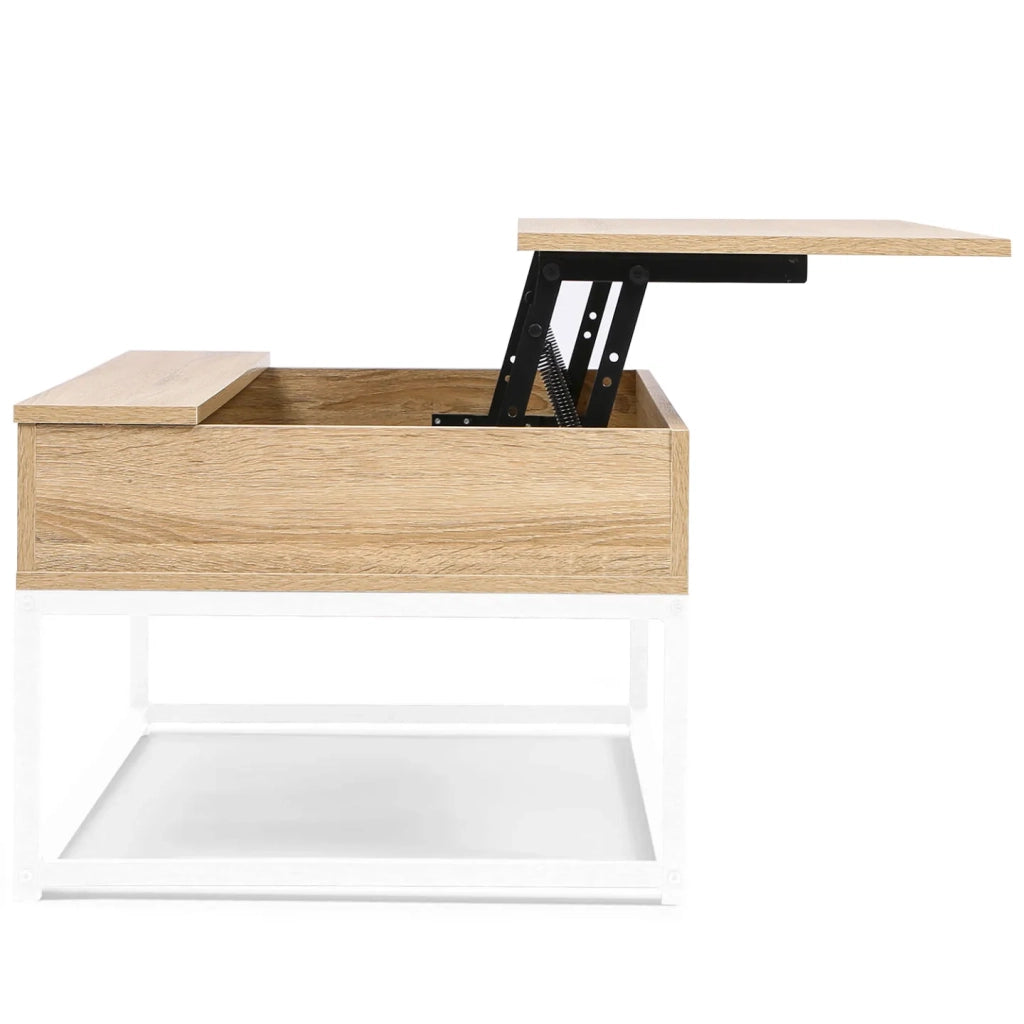 IDMarket - Tavolino DETROIT de design industriale legno e metallo bianco