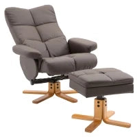 Poltrona Sedia Relax Reclinabile con Poggiapiedi in pelle PU Marrone