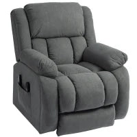 Poltrona Alzapersona Massaggiante e Reclinabile con 2 Tasche e Telecomando, 93x104x105 cm, Grigio