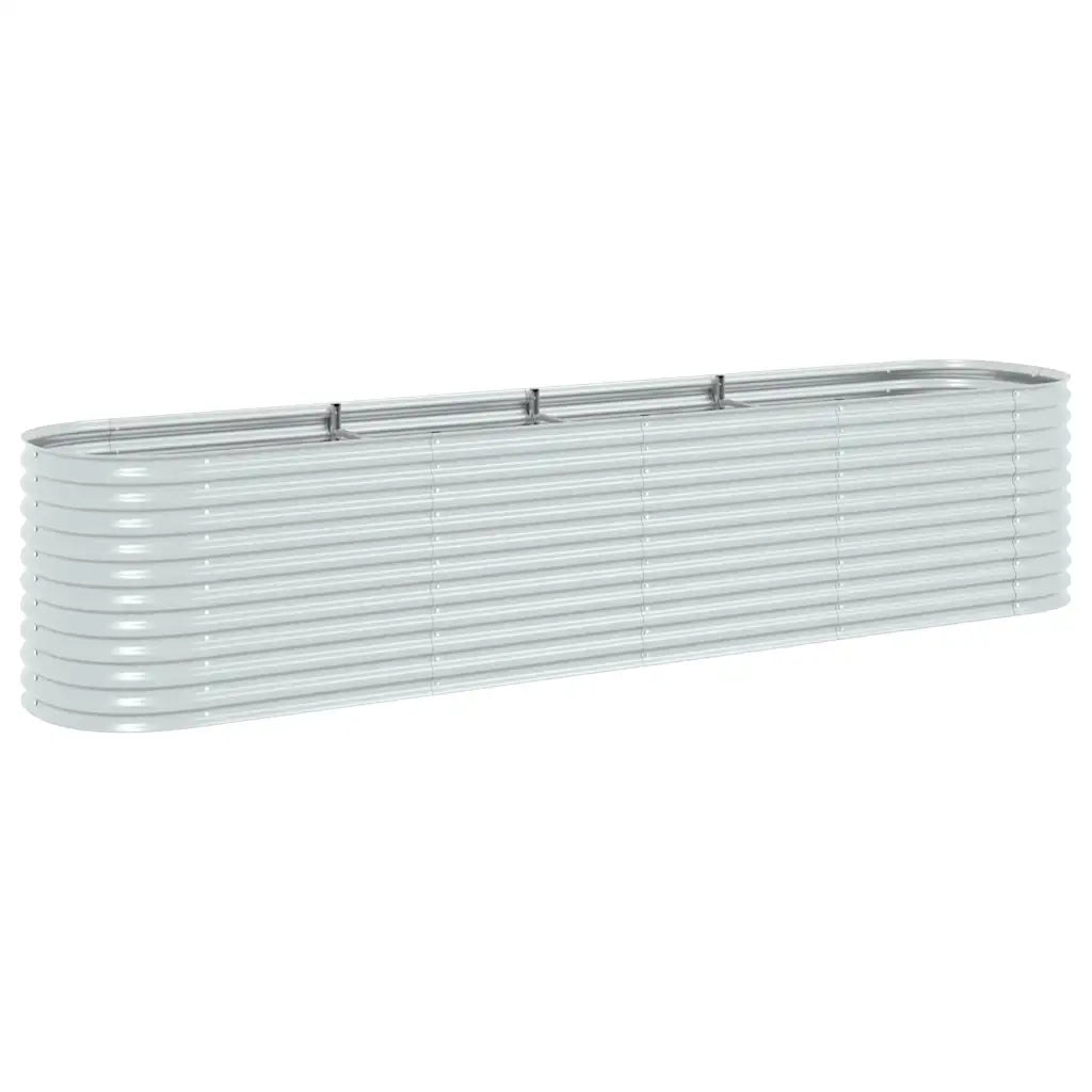 Letto Rialzato Giardino 400x80x81 cm in Acciaio Zincato Argento 45511