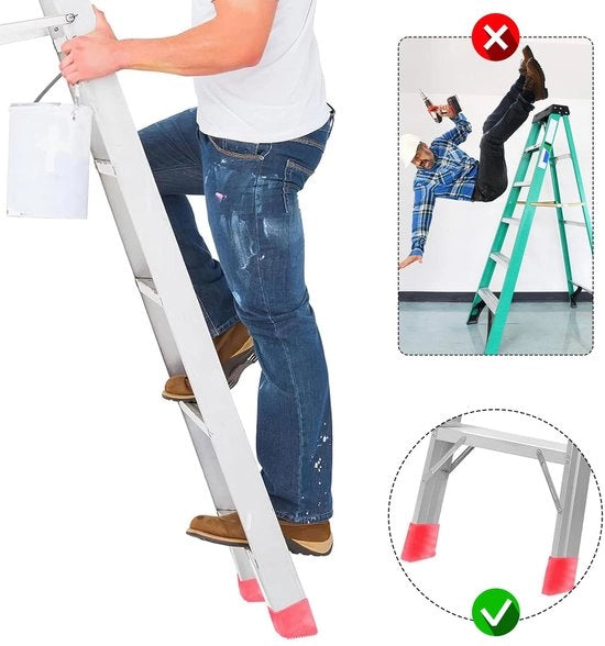 Laddervoletti universali 4 pezzi - Antiscivolo in gomma - Protezione universale per la zona dei piedi - Duraturo - Forte aderenza - Sicurezza per lavoratori a domicilio - Ladderguardia