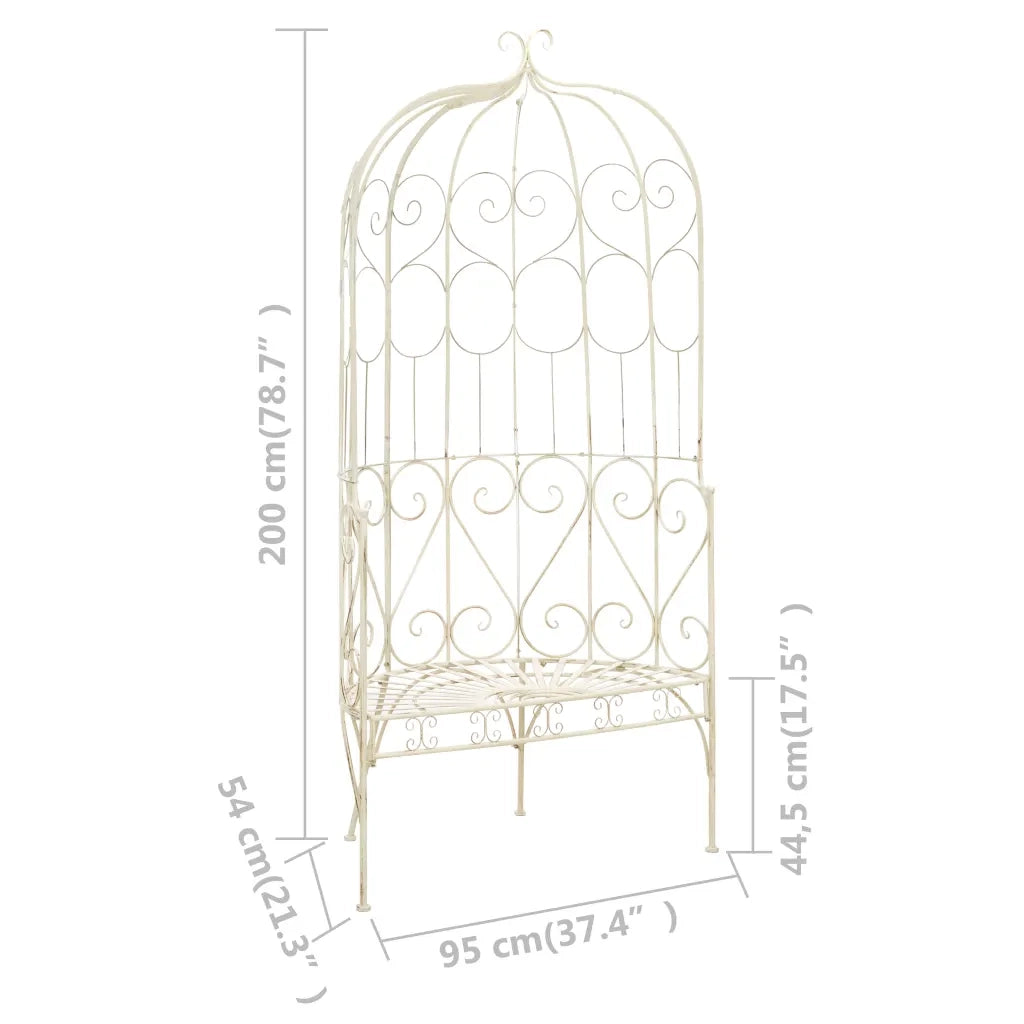 Panchina da Giardino 95 cm in Ferro Bianco Anticato cod mxl 49366