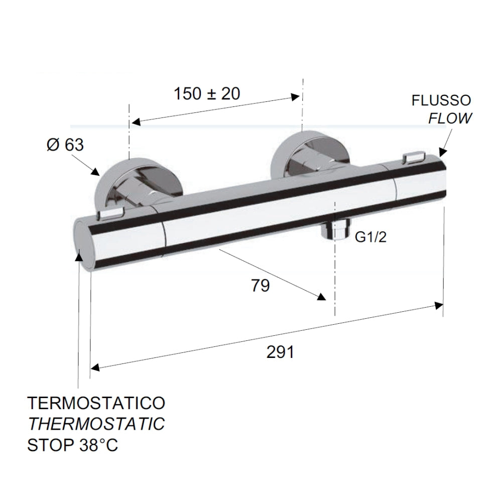 Rubinetto esterno doccia termostatico - serie elegance