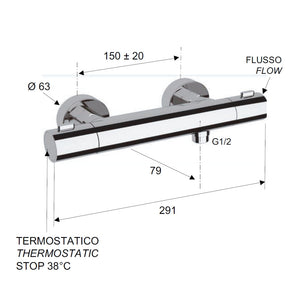 Rubinetto esterno doccia termostatico - serie elegance