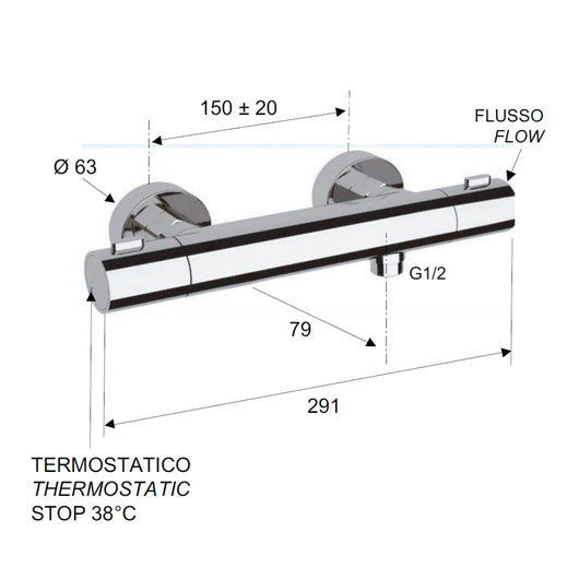 Rubinetto esterno doccia termostatico - serie elegance