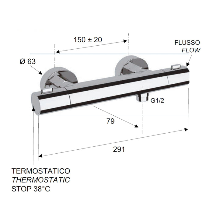 Rubinetto esterno doccia termostatico - serie elegance