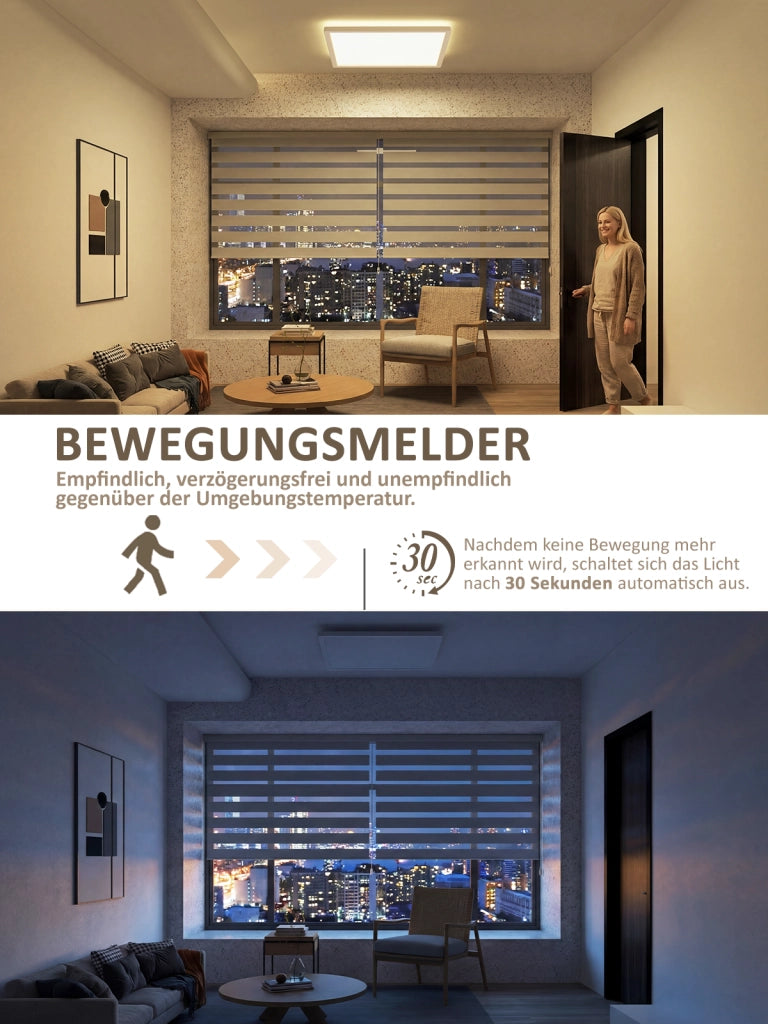 ZMH Lampada da Soffitto LED con Sensore di Movimento 18W 29cm Piatta 4000K Radar per Corridoio Scala