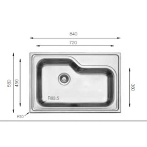 Lavello da cucina monovasca 84x56 cm