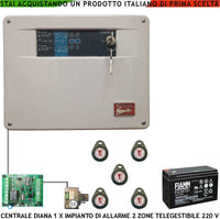 CENTRALE ANTIFURTO DIANA 2 ZONE BATTERIA 12 V 7,2 AH SECURVERA SH-D1FCULT5TC