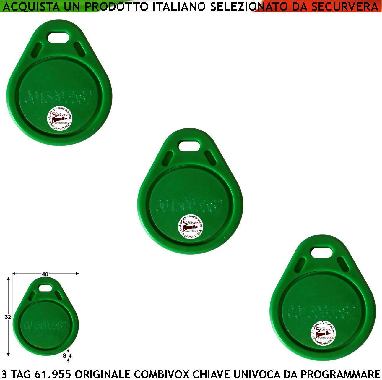 CHIAVE DI PROSSIMITÀ TRE TAG 61.955 PREIMPOSTATA SECURVERA SC-TAGSUNTCTE
