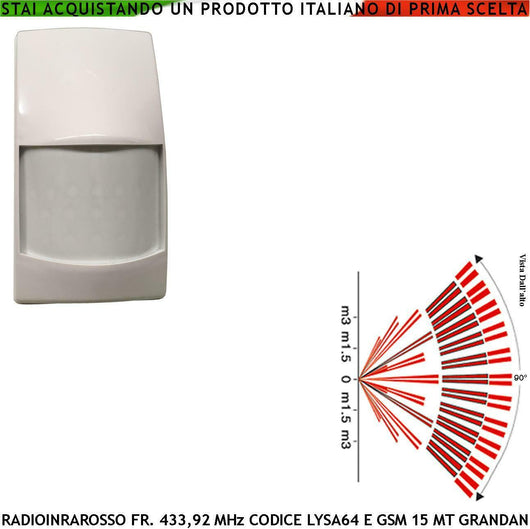 RADIOSENSORE INFRAROSSO PIR40VR CODICE SECUR-LISA64 SECURVERA SS-PIRSIRLVSA