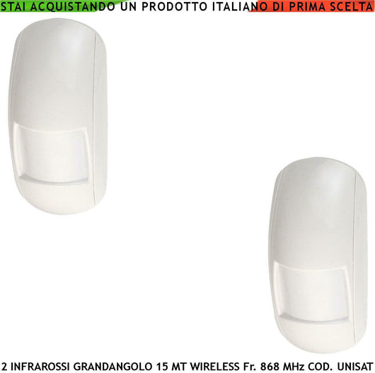 SENSORE INFRAROSSO RADIO 15 METRI GRANDANGOLO 2 PEZZI SECURVERA SV-SIR2IGWCUC
