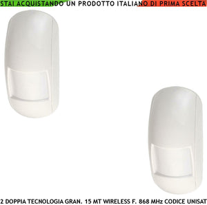 RILEVA INTRUSI FURTO DOPPIA TECNOLOGIA RADIO 2 PEZZI SECURVERA SV-DRU2DTWCUE