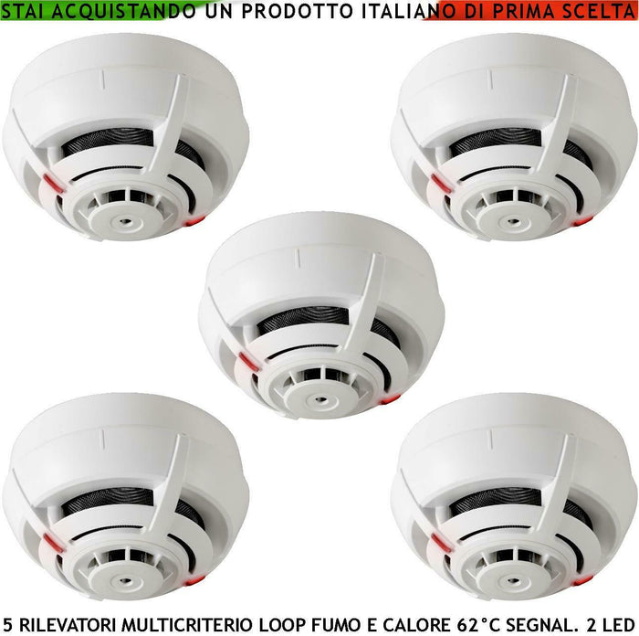 SENSORI DI FUMO 5 RILEVATORI DI TEMPERATURA SECURVERA SV-RFT2LSMFTE