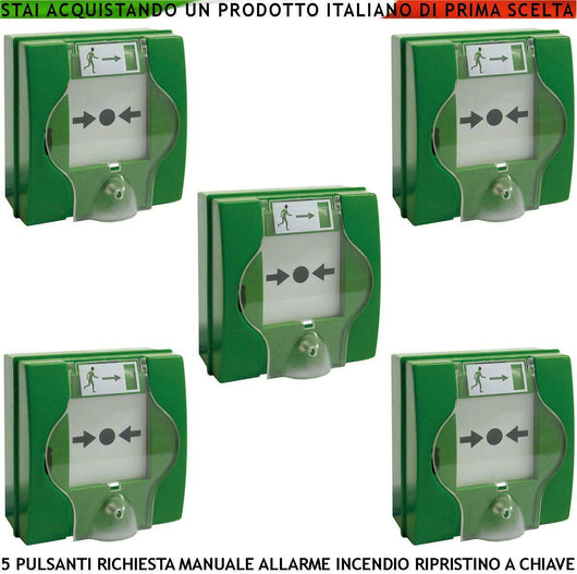 PULSANTI EMERGENZA ROTTURA VETRO 5 PEZZI VERDI SECURVERA SF-P5VPMNVCRE