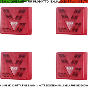 SIRENA ALLARME INCENDIO ROSSA 4 PEZZI SEGNALAZIONE SECURVERA SF-SIRCESAIPD